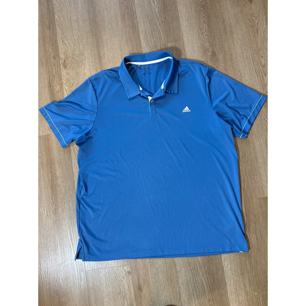 Adidas Golf Polo Shirt‎ Men's 2XL Blue Short Sleeve Performance Athletic